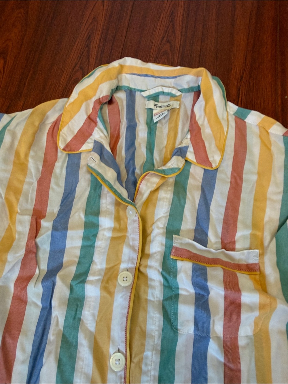Madewell Striped Cotton Pajama Set in Multicolor Pastels - Picture 4 of 11